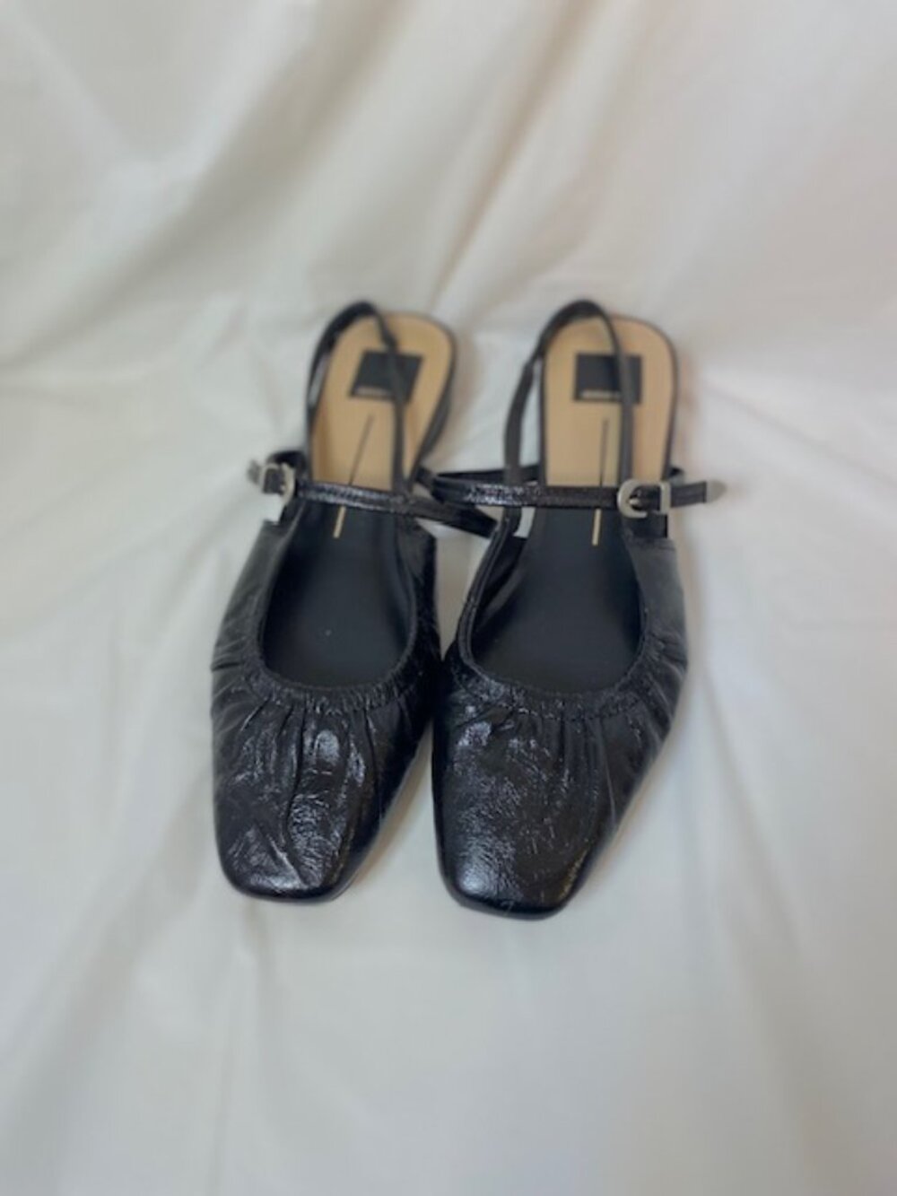 Dolce Vita Rianne Midnight Crinkle Patent Slingback Mary Jane Flats - Size 8.5M